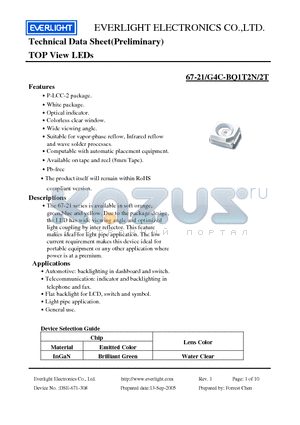 67-21/G4C-BQ1T2N/2T datasheet - TOP View LEDs