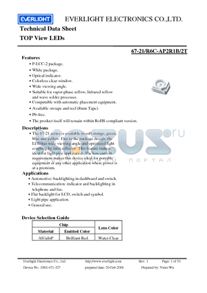 67-21/R6C-AP2R1B/2T datasheet - TOP View LEDs