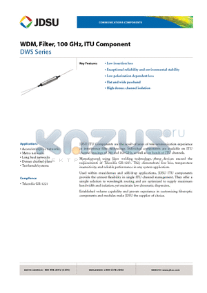 DWS-1F3883P20 datasheet - WDM,Filter, 100 GHz, ITU Component