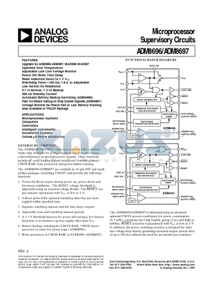 ADM8696 datasheet - Microprocessor Supervisory Circuits