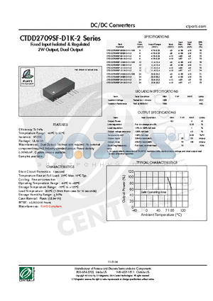 CTDD2709SF-0505-D1K-1W5 datasheet - DC/DC Converters