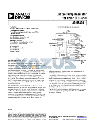 ADM8830ARU-REEL datasheet - Charge Pump Regulator for Color TFT Panel