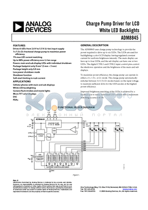 ADM8845ACPZ-WP1 datasheet - Charge Pump Driver for LCD White LED Backlights