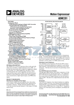 ADMC201AP datasheet - Motion Coprocessor