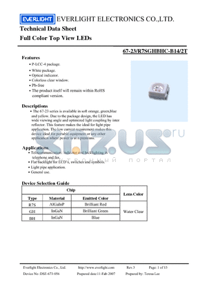 67-23/R7SGHBHC-B14/2T datasheet - Full Color Top View LEDs