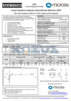 J509_TO-92 datasheet - Current Regulator Diode