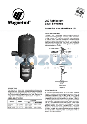 J52-4102-002 datasheet - J52 Refrigerant Level Switches