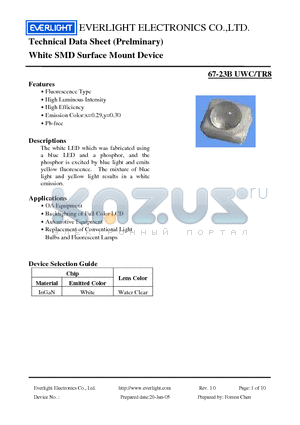 67-23B-UWC/TR8 datasheet - White SMD Surface Mount Device