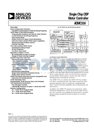 ADMC330 datasheet - Single Chip DSP Motor Controller