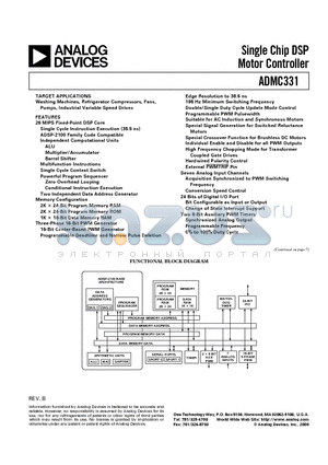 ADMC331 datasheet - Single Chip DSP Motor Controller
