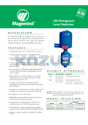 J52-4112-002 datasheet - J52 Refrigerant Level Switches