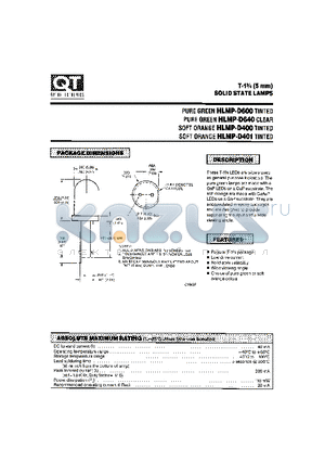 HLMP-D400 datasheet - T-1 3/4 (5mm) SOLID STATE LAMPS