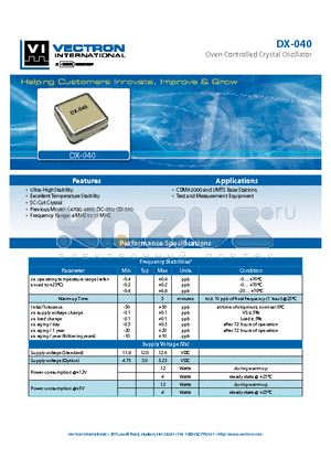 DX-040 datasheet - Oven Controlled Crystal Oscillator