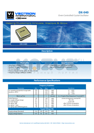 DX-040-0-BAT-400 datasheet - Oven Controlled Crystal Oscillator