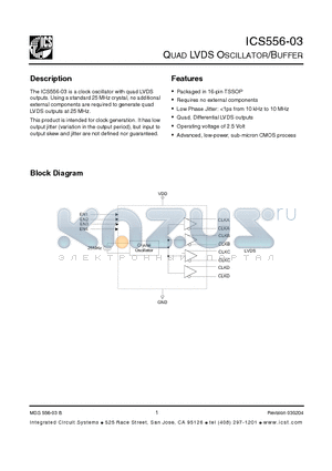 ICS556-03 datasheet - QUAD LVDS OSCILLATOR/BUFFER