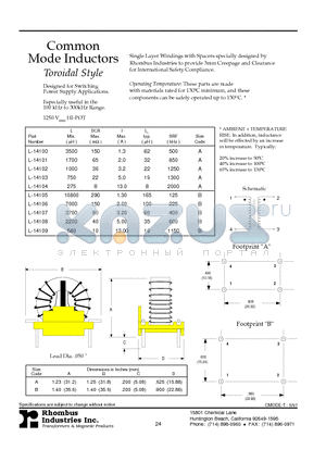 L-14106 datasheet - Common Mode Inductors