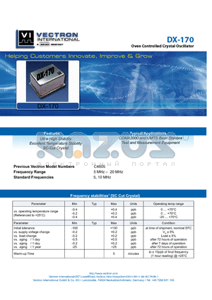 DX-170 datasheet - Oven Controlled Crystal Oscillator