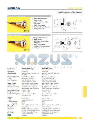 DX0507 datasheet - Vandal Resistant LED Indicators