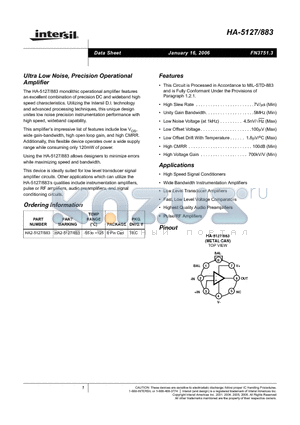 HA-5127883_06 datasheet - Ultra Low Noise, Precision Operational Amplifier