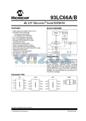 93LC66A-P datasheet - 4K 2.5V Microwire Serial EEPROM