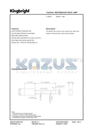 L-144HDT datasheet - 1.9 x 3.9mm RECTANGULAR SOLID LAMP