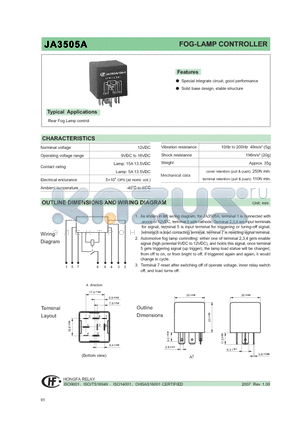 JA3505A datasheet - FOG-LAMP CONTROLLER