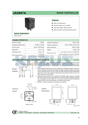 JA3507A datasheet - WIPER CONTROLLER