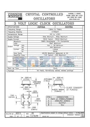 JA53RA datasheet - 3 VOLT LOGIC CLOCK OSCILLATORS