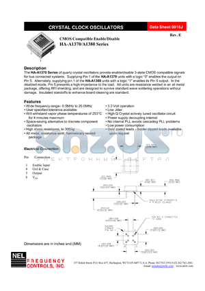 HA-A137A-FREQ datasheet - CMOS Compatible Enable/Disable