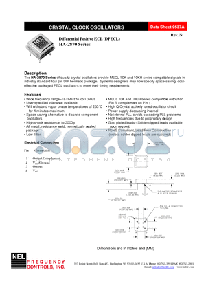 HA-A287B-FREQ datasheet - Differential Positive ECL (DPECL)