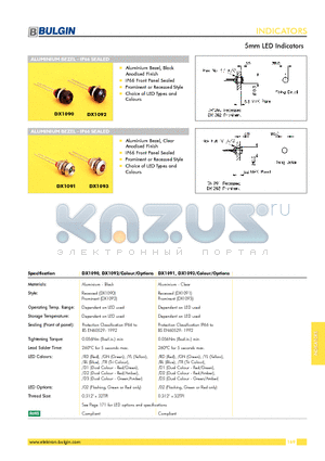 DX1093 datasheet - 5mm LED Indicators