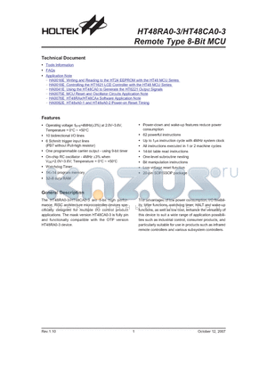 HA0041E datasheet - Remote Type 8-Bit MCU