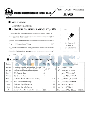 HA05 datasheet - NPN SILICON TRANSISTOR