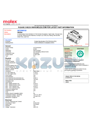 67356-9163 datasheet - D-Subminiature Non-Shielded I/O PCB Female Receptacle, Right Angle, Through Hole9 Circuits, without Screws Attached, 0.025lm (1l