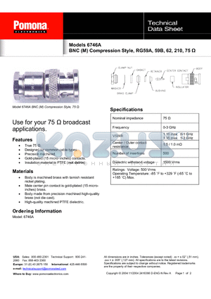 6746A datasheet - BNC (M) Compression Style, 75 Y