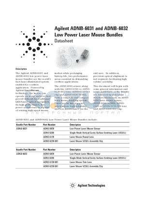 ADNB-6031 datasheet - Low Power Laser Mouse Bundles