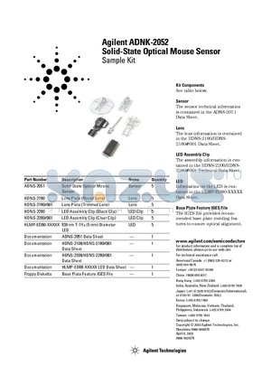 ADNK-2052 datasheet - Solid-State Optical Mouse Sensor