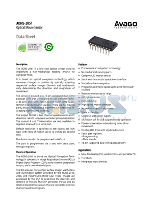 ADNS-2051 datasheet - Optical Mouse Sensor