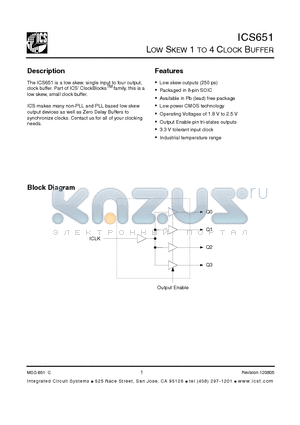 ICS651 datasheet - LOW SKEW 1 TO 4 CLOCK BUFFER