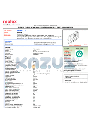 67491-1131 datasheet - 1.27mm (.050