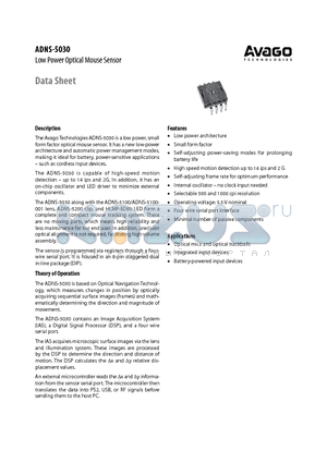 ADNS-5030 datasheet - Low Power Optical Mouse Sensor