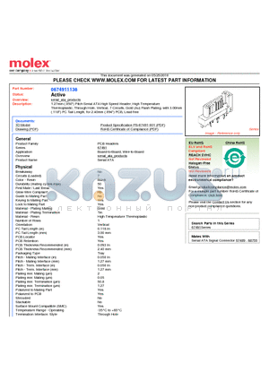 67491-1138 datasheet - 1.27mm (.050