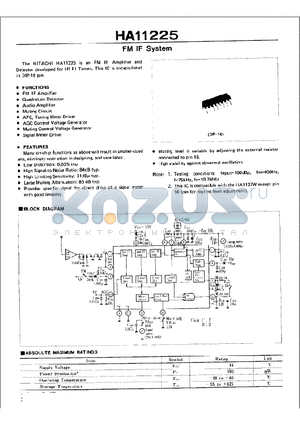 HA11225 datasheet - FM IF System