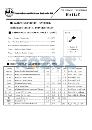 HA114E datasheet - PNP SILICON TRANSISTOR