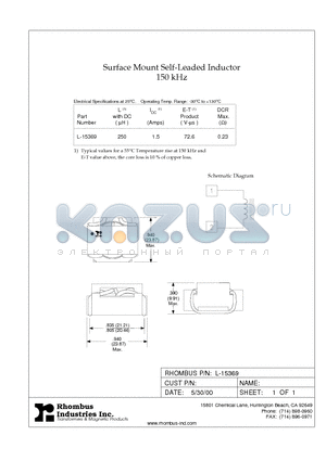 L-15369 datasheet - Surface Mount Self-Leaded Inductor