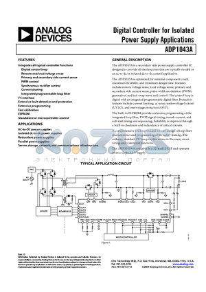 ADP1043AACPZ-RL datasheet - Digital Controller for Isolated Power Supply Applications