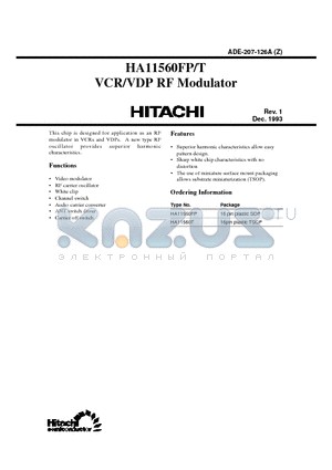 HA11560FP datasheet - VCR/VDP RF Modulator