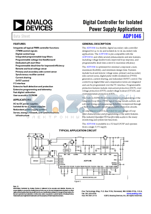 ADP1046ACPZ-R7 datasheet - Digital Controller for Isolated