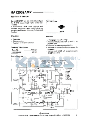 HA12062AMP datasheet - Data Strobe IC Developed For R-DAT