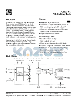 ICS673M-01 datasheet - PLL Building Block